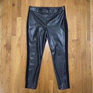 Talbots Womens Faux Leather Minimlist Porland Pant Pull On Party Black 14